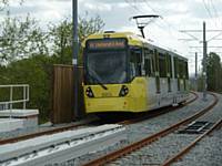Tram 3003 leaves Freehold for South Chadderton on Monday 14 May 2012  (Photo R Clarke). 